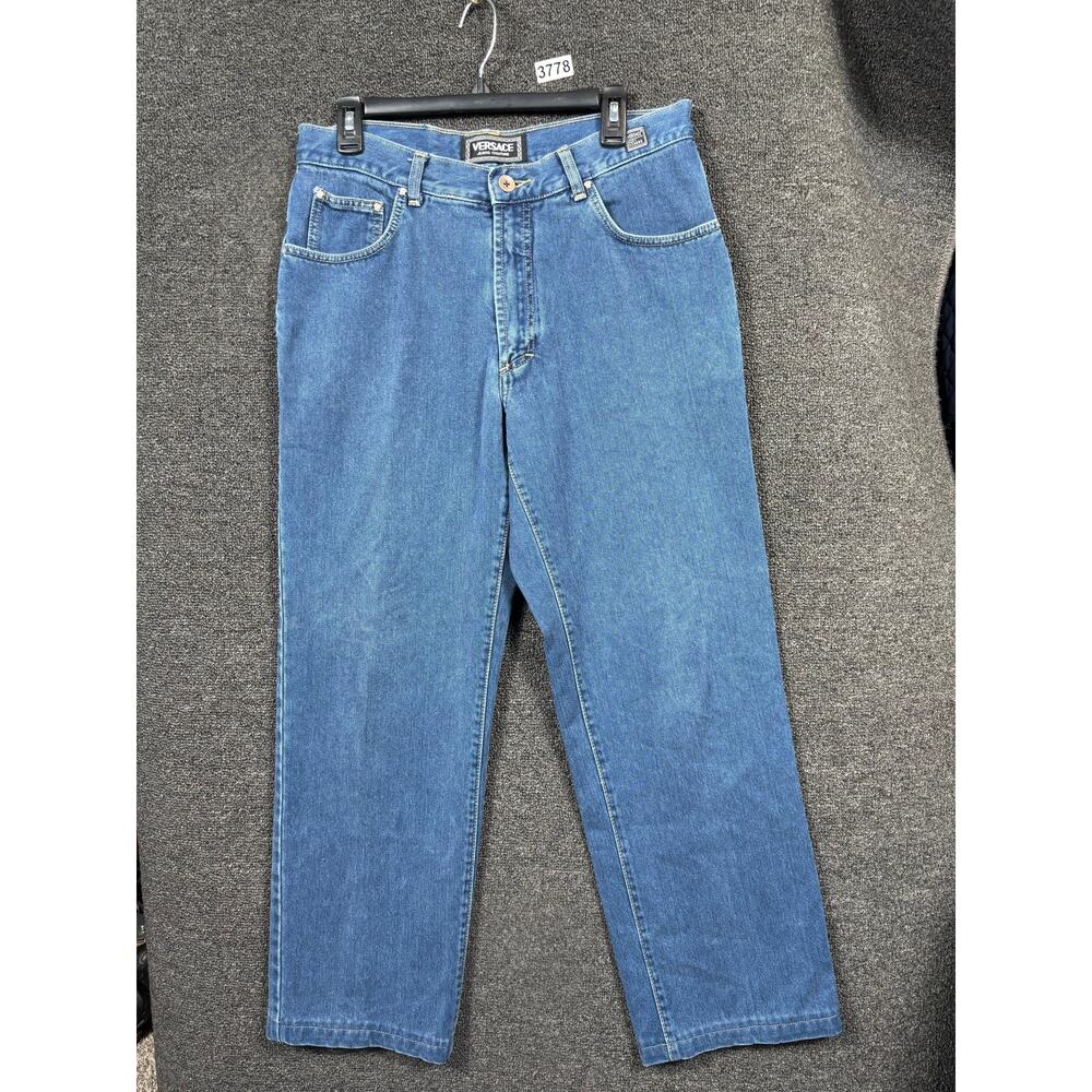 Versace Couture Straight Leg Jeans Mens 35  Made Italy Signature Medusa *READ